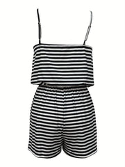 Striped Spaghetti Strap Romper Jumpsuit Women's Clothing