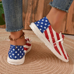 Women's Star & Stripe Canvas Shoes Lightweight Lace Up Casual Flat Shoes