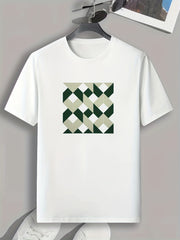 Geometric Print Men's Tee Stretch Breathable Outdoor Summer T-shirt