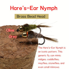 6PCS 14 Brass Bead Hare's Ear Nymph Trout Fly Fishing Lure Bait
