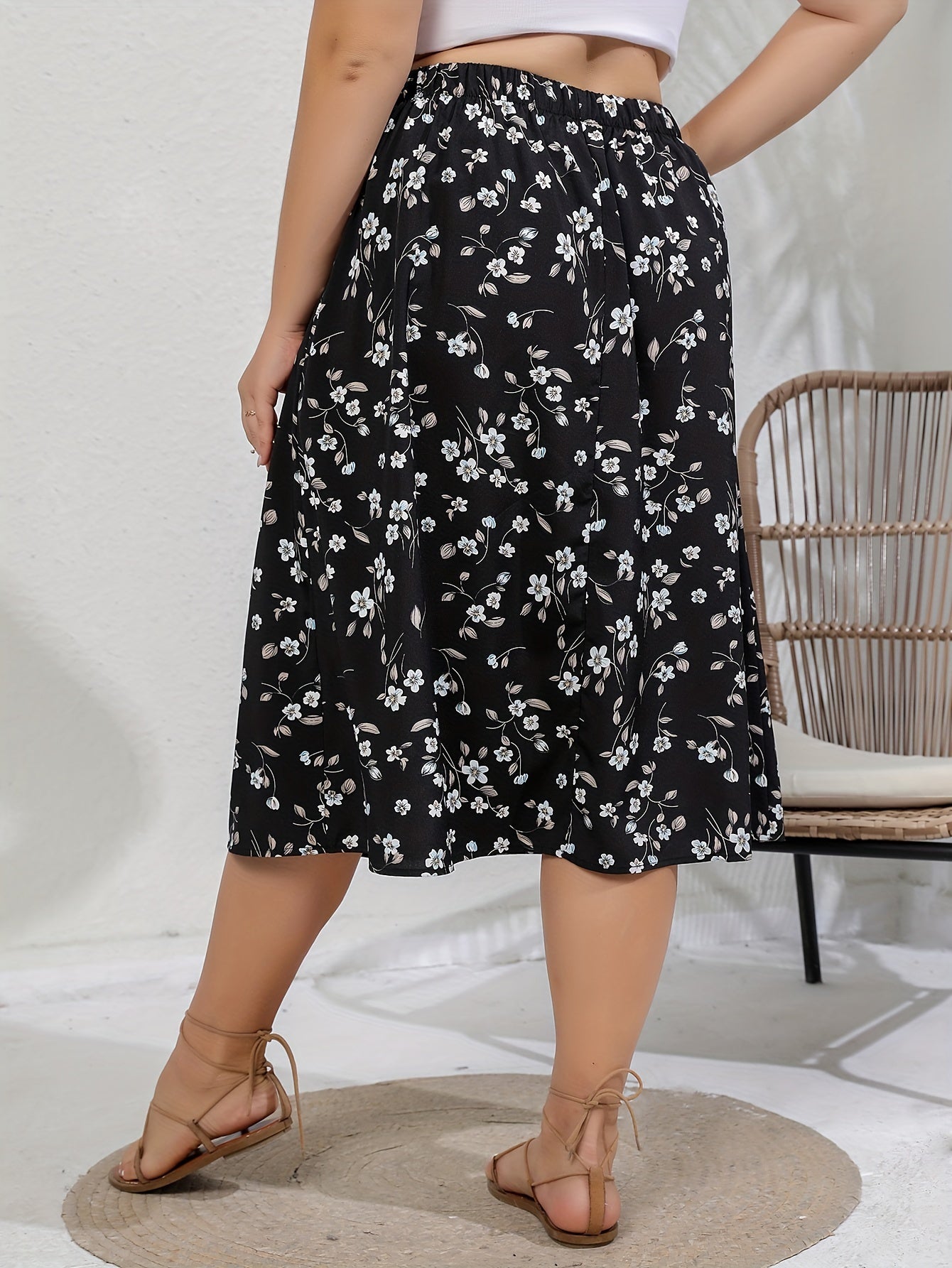 Boho Skirt Women's Plus Floral Print Maxi Skirt