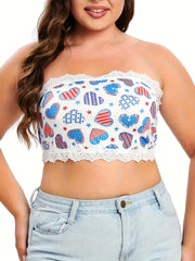 Heart Print Independence Bra with Lace Trim
