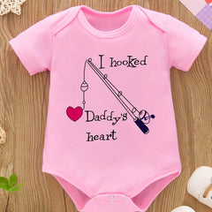 Baby Girls & Boys I Hooked Daddy's Heart Short Sleeve Onesie