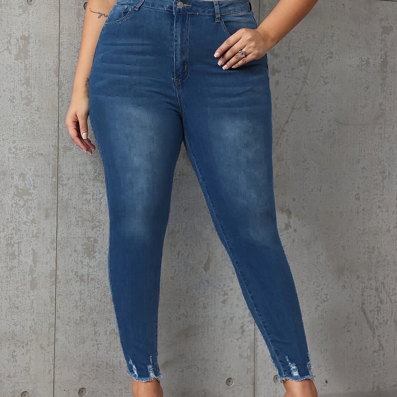 Ripped Skinny Denim Pants, Medium Stretch Jeans