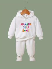Kid's Letters Print Long Sleeve Hoodie & Pants Set Sporty Clothes