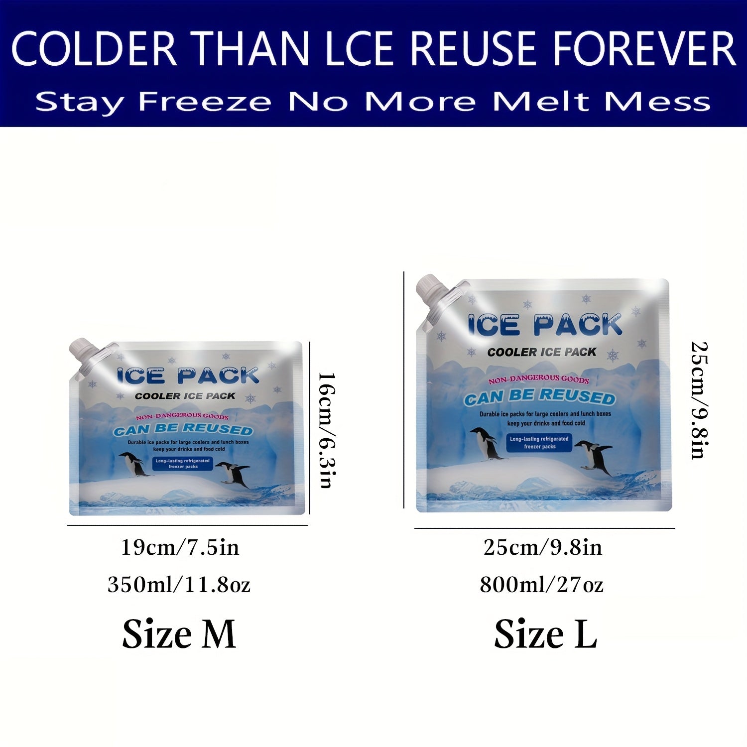 5pcs Reusable Cooler Ice Packs Gel Freezer Packs for Bags Backpacks Lunch