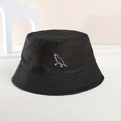 Kids Sunshade Embroidery Dinosaur Fisherman Hat