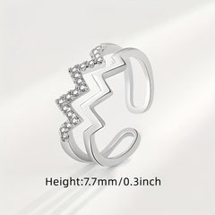 Wavy CZ Decor Open Adjustable Ring Gift