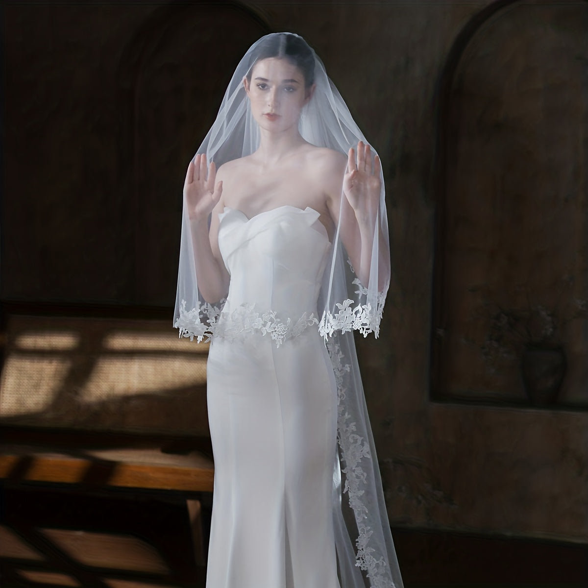 Double Layer Lace Edge Soft Yarn Veil Bridal Wedding Hair Accessories