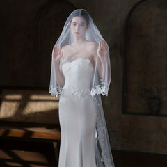 Double Layer Lace Edge Soft Yarn Veil Bridal Wedding Hair Accessories