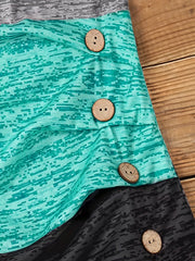 Colorblock Button Decor Pleated Tank Top