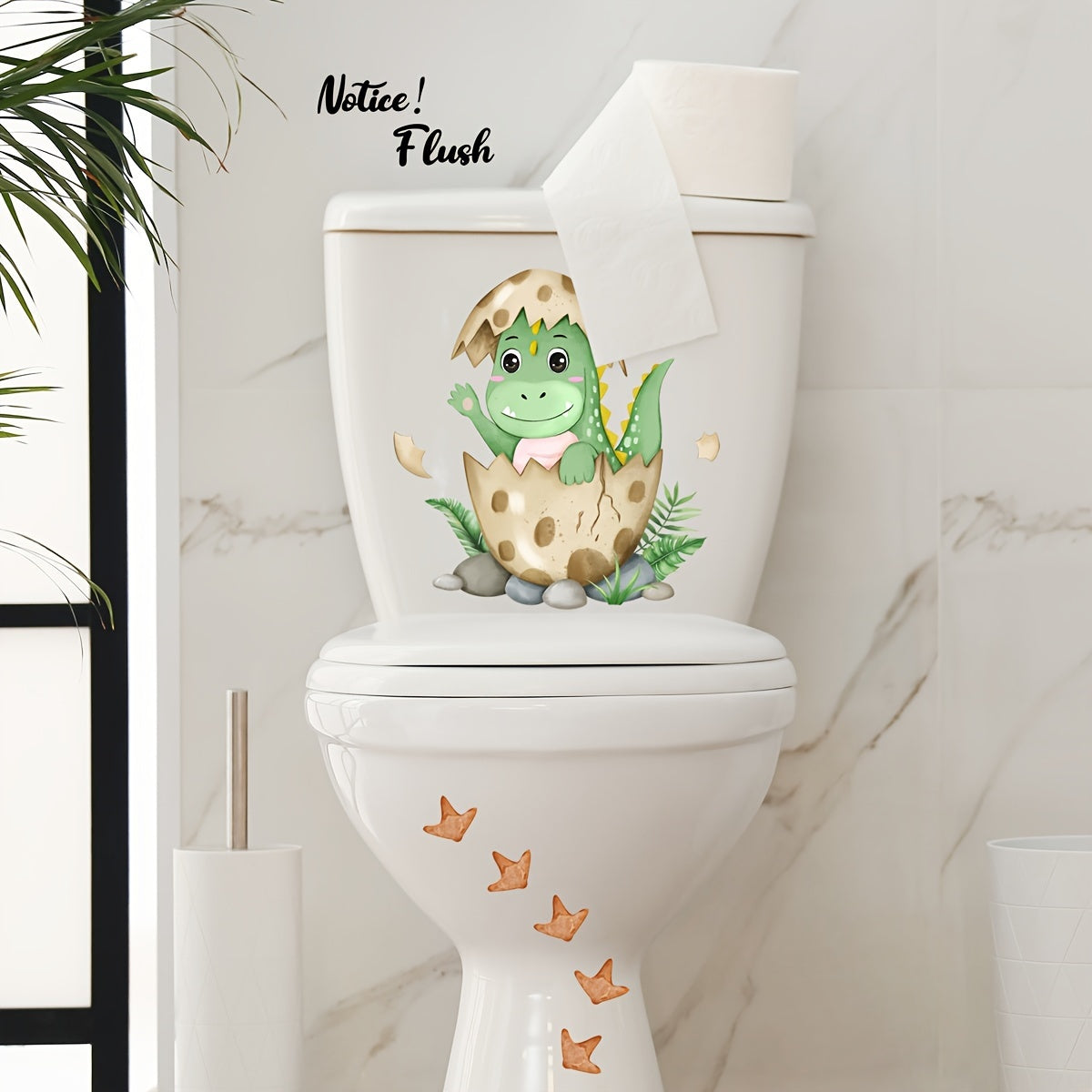 English Flush Cartoon Dinosaur Wall Sticker Bathroom Decoration