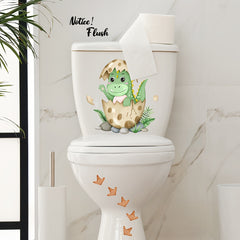 English Flush Cartoon Dinosaur Wall Sticker Bathroom Decoration