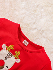 Baby Girls Christmas Fawn Patch Snowflake Dot Mesh Skirt Swing Dress