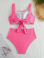 Women's Plus Size Textured Bikini Set - Tank Bra & High Waisted Panty Swimsuit