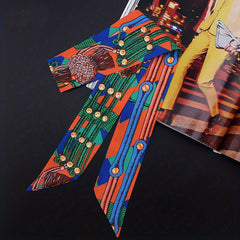 Vintage Pattern Silk Neckerchief Hair Ribbon Handbag Wrap