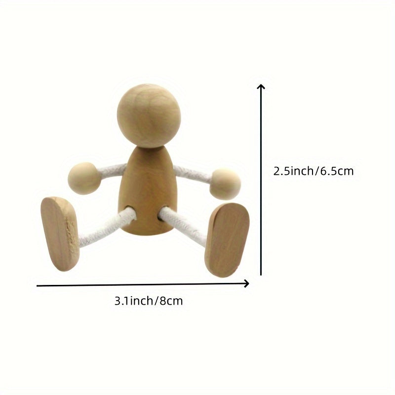 2pcs Unfinished Wooden Nail Doll Mini Man Doll Robot DIY Craft Art