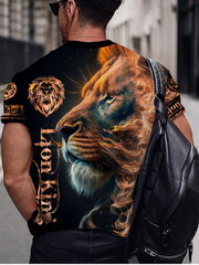Lion 3d Print Men's Short Sleeve T-shirt Graphic Tee Men's Summer Clothes