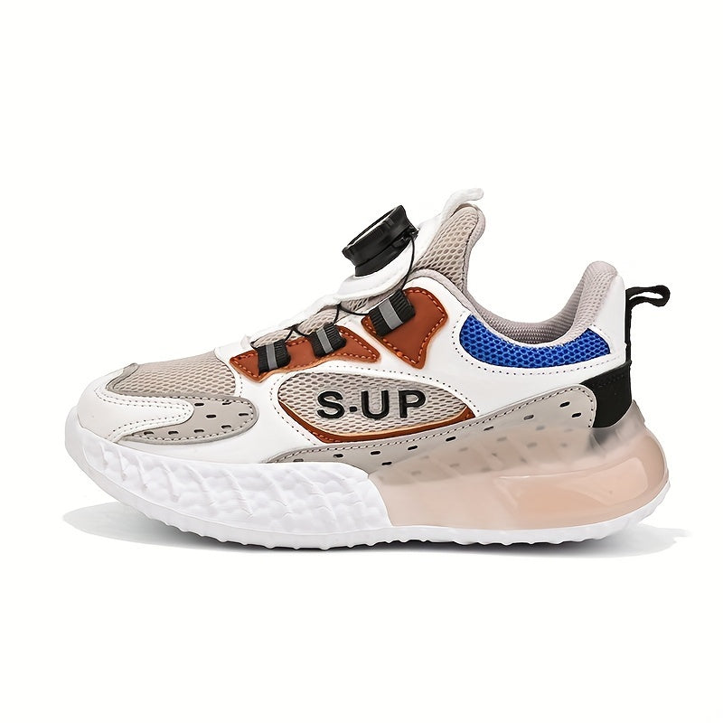 Boy's Block Basketball Shoes Rotating Buckle Comfy Breathable Non Slip Sneakers