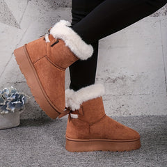 Women's Plush Snow Boots Waterproof Non-slip Mid Calf Boots
