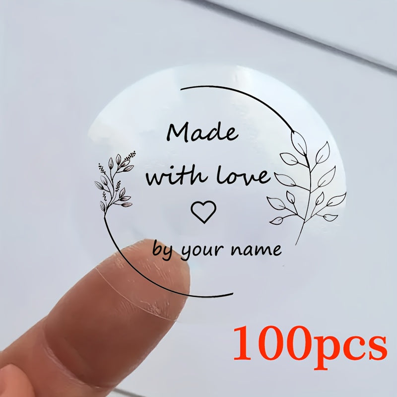 100pcs Custom Transparent Love Flower Stickers Wedding Parties Love Stickers