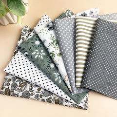 7pcs 24 24 Gray Square Fabric Bundle Sewing Patchwork Floral Dot Stripe Pattern