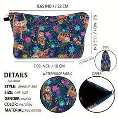 Sloth Print Cosmetic Bag Clutch Lady Travel Storage Mini Makeup Organizer