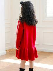 Girls Comfy Letter Print Sweater Dress Warm Longline Dress Kids Clothes