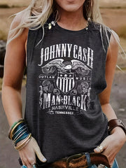 Letter Print Crew Neck Tank Top Casual Sleeveless Top For Summer