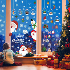 116 Pcs Christmas Window Stickers Santa Reindeer Snowman Snowflake Decoration