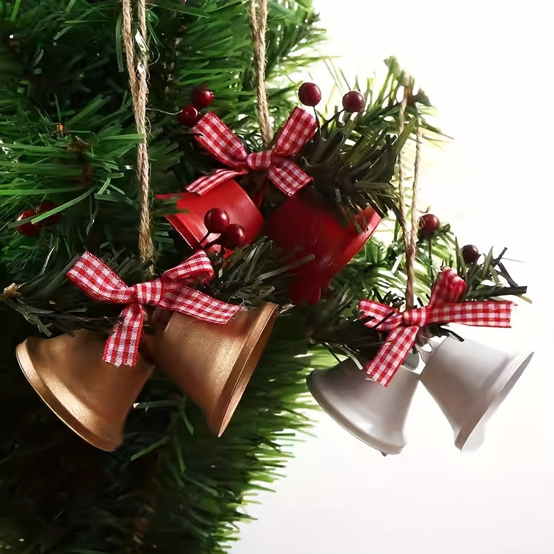 4pcs Christmas Bell Ornaments Red Green Golden Tree Decoration Gift