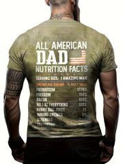 Dad Nutrition Facts Tee Men's Short Sleeve T-shirt Print Graphic Summer Clothes