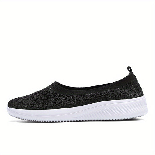 Women's Breathable Knit Slip-On Sneakers Lightweight Flats