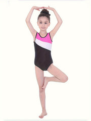 Girls Stretchy Colorblock Ballet Leotard Gymnastics Suit Romper