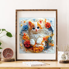 Floral Cat Wood Puzzle Animal Shapes Handcrafted Decor