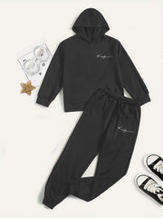 Boy's Hoodie & Sweatpants Set KING Print Top Casual Outfits Kids Clothes