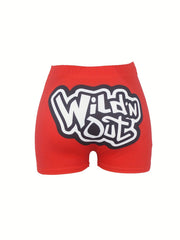 Letter Print Skinny Shorts Casual Shorts for Spring & Summer