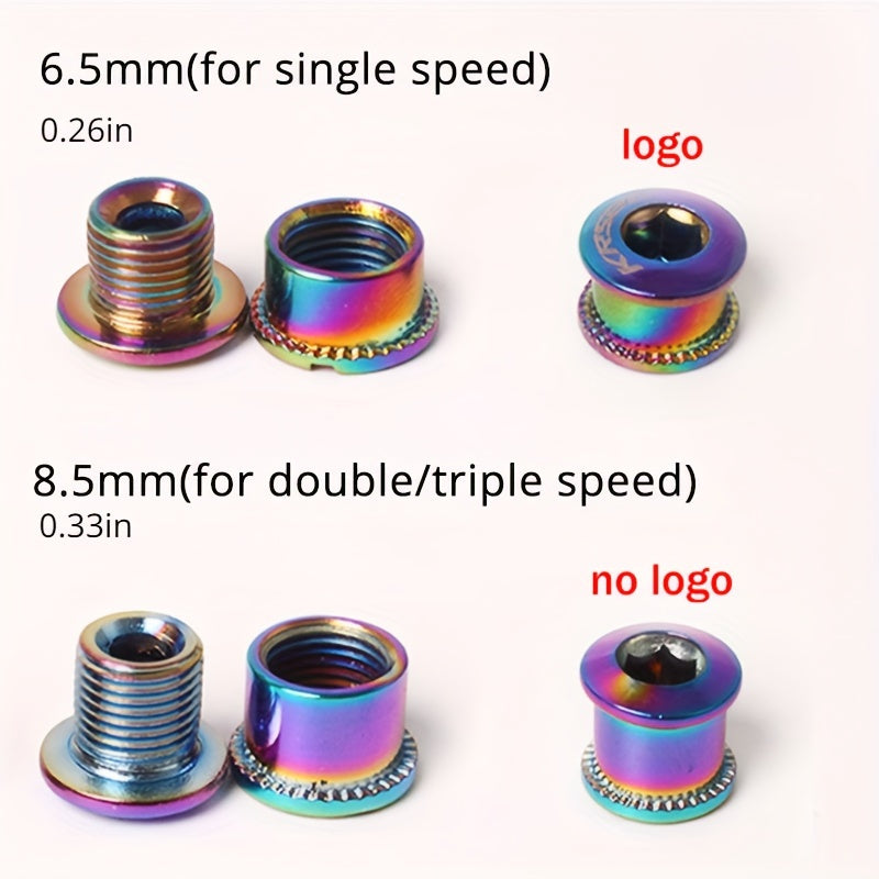 4PCS Titanium Plated Bike Chainring Bolts 6.5 8.5mm Crank Screw