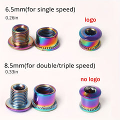4PCS Titanium Plated Bike Chainring Bolts 6.5 8.5mm Crank Screw