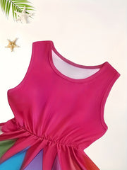 Colorblock Sleeveless Dress for Girls Summer Gift