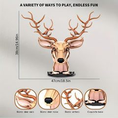 1072pcs DIY Deer Head Building Blocks Creative Animal Models Home Decor Pendants