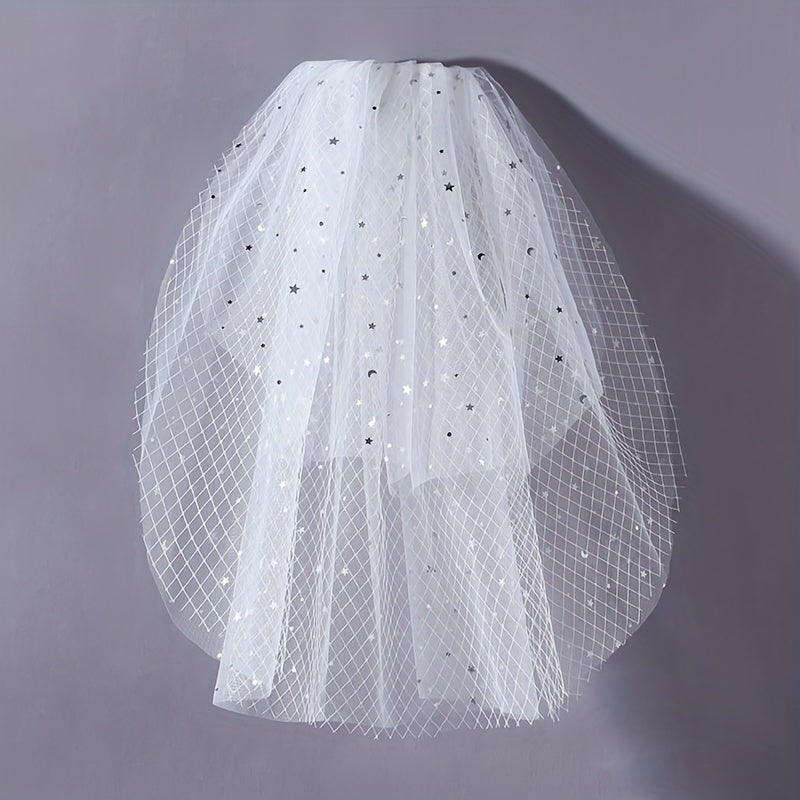 Yabeni Bridal Veil Polyester Accessory for Bride Classic with Sparkles