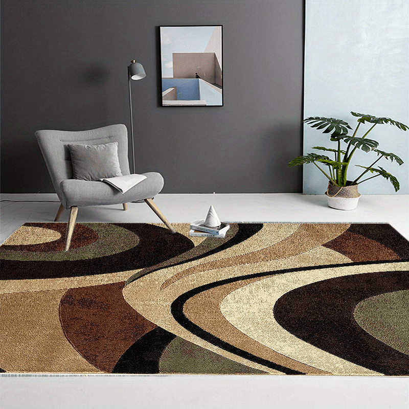 Dark Red Corrugated Loom Carpet Soft Rug