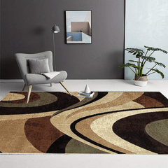 Dark Red Corrugated Loom Carpet Soft Rug