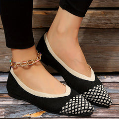 Women's Breathable Knit Flat Shoes Casual Pointed Toe Shoes