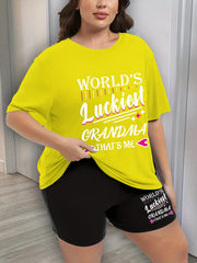 Women's Plus Size Heart & Letter Print Pajama Set