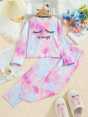 Kid's Tie Dye Pajamas Long Sleeve Top & Pants Set