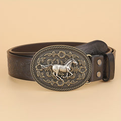 Embossed Leather Belt Vintage Casual Business Belt Men