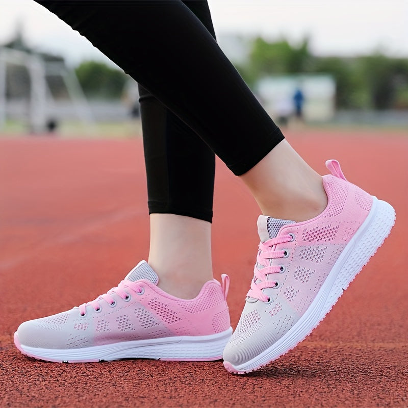 Women's Running Shoes Flying Woven Lace Up Sneakers