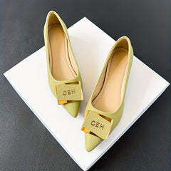 Metallic Decor Flat Shoes Slip On Point Toe Low Shallow Mouth Soft Shoes